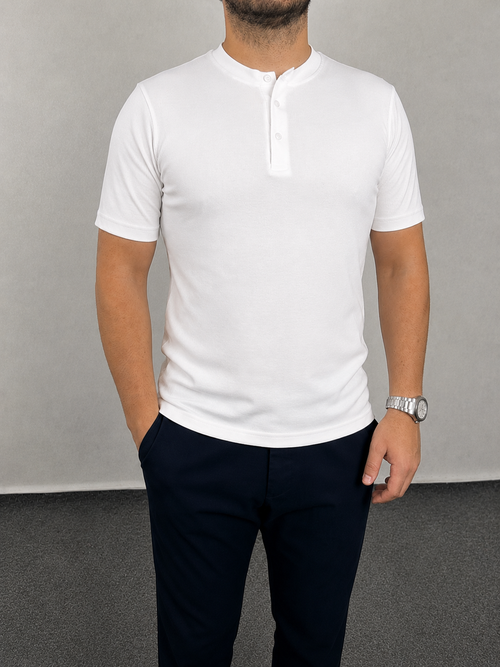 Basic Hanley Yaka Tişört - Beyaz