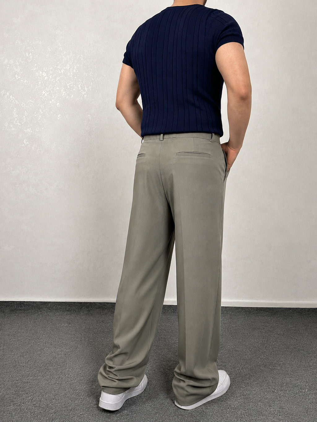 Pileli Kore Kesim Süper Baggy Kumaş Pantolon - Haki