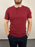 Basic Hanley Yaka Tişört - Bordo